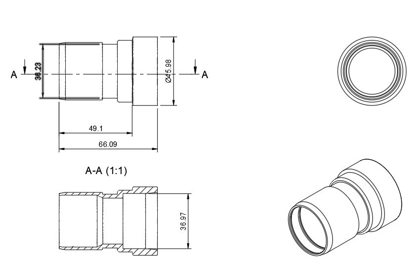 für Nilfisk ein Schlauchadapter 37mm mit Innendurchmesser für z.B. Makita Oberfräse